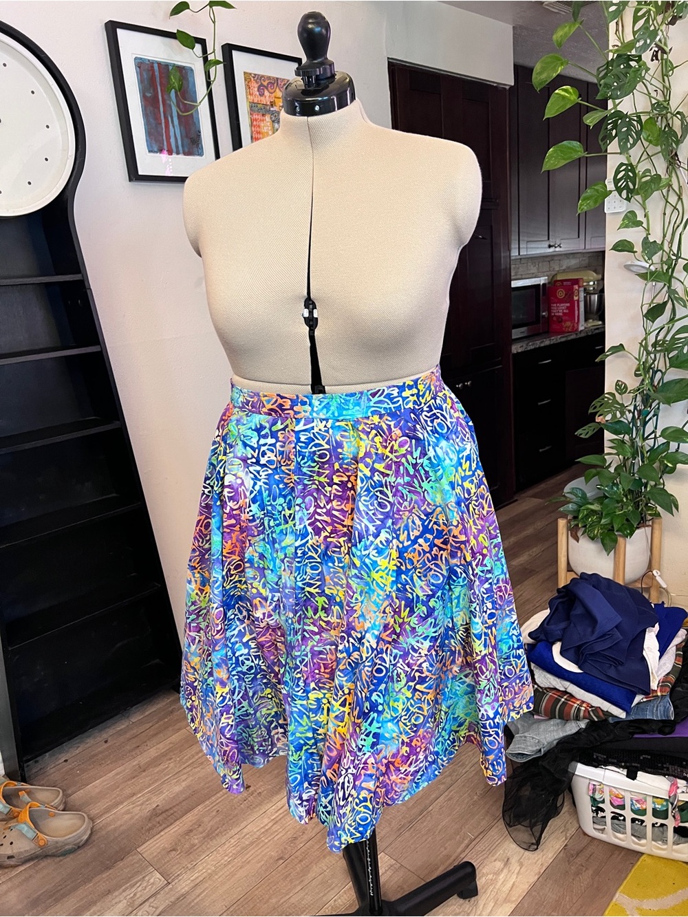 One of a kind Multicolor Abstract Print Women’s circle Skirt